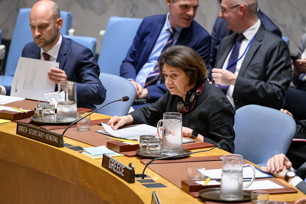 Rosemary DiCarlo, Under-Secretary-General for Political and Peacebuilding Affairs, addresses the Security Council meeting on maintenance of peace and security of Ukraine.
